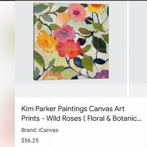 - Kim Parker Wild Roses Canvas Art Print Picture wall hanging 16x16